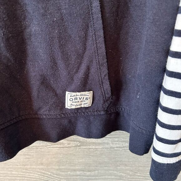 Orvis Long Sleeve Hoodie Jersey Knit Navy Striped Women’s M‎ - Picture 3 of 4